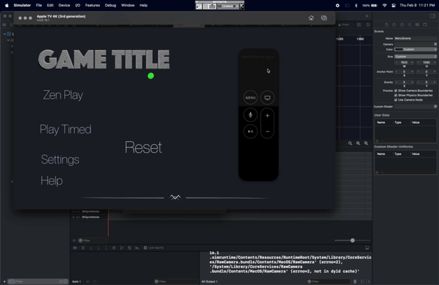 A movie showing a prototype cursor for a game for the AppleTV